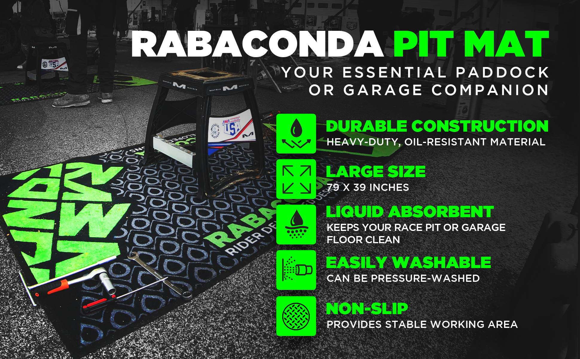 Alfombrilla para boxes de moto