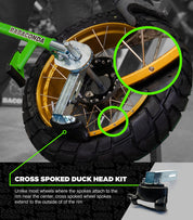 Kit de cabezal de montaje/desmontaje para ruedas con llantas de radios cruzados para el destalonador de neumáticos para motos de carretera